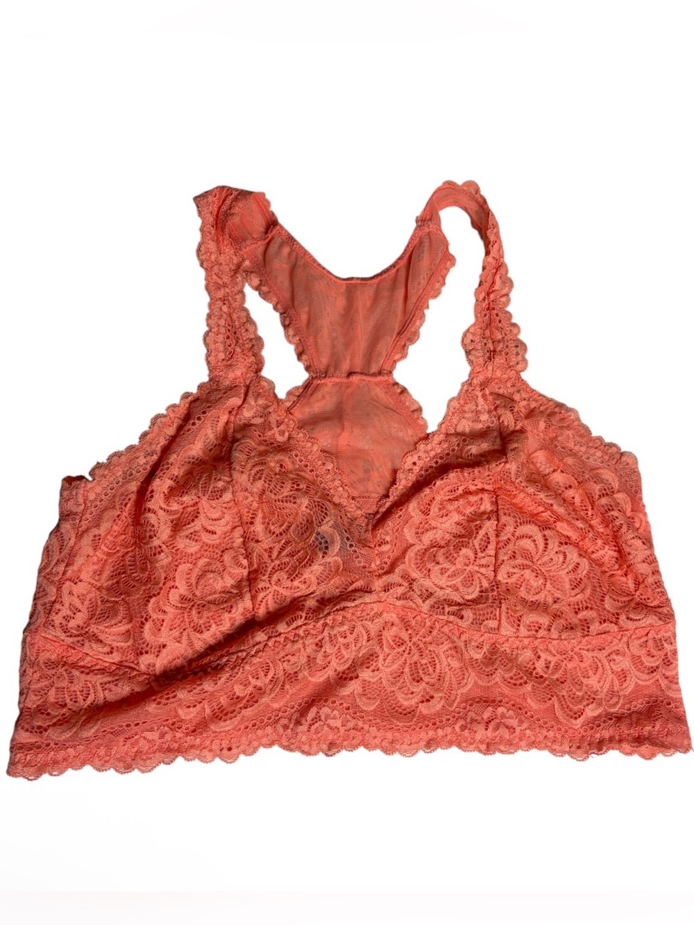 Torrid Orange mesh nylon lace racer back bralette size 2
